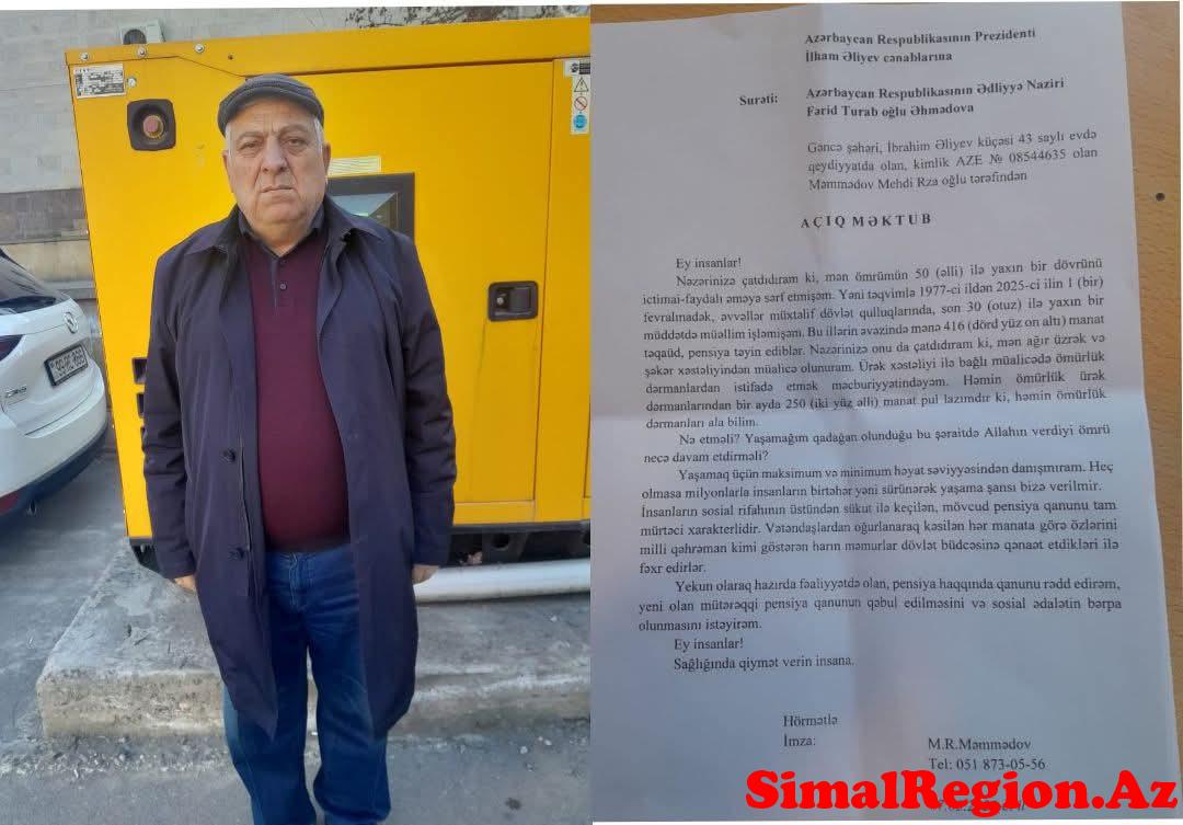 Gəncə sakini prezident cənab İlham Əliyevə şok məktub göndərdi