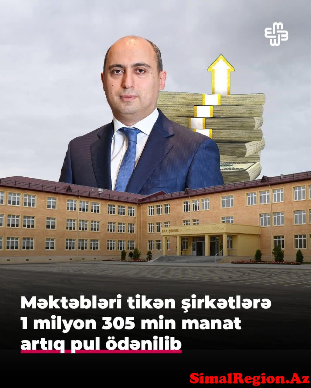 Podratçı şirkətlərə ,məktəblərin tikintisi zamanı artıq pullar ayrılıb.