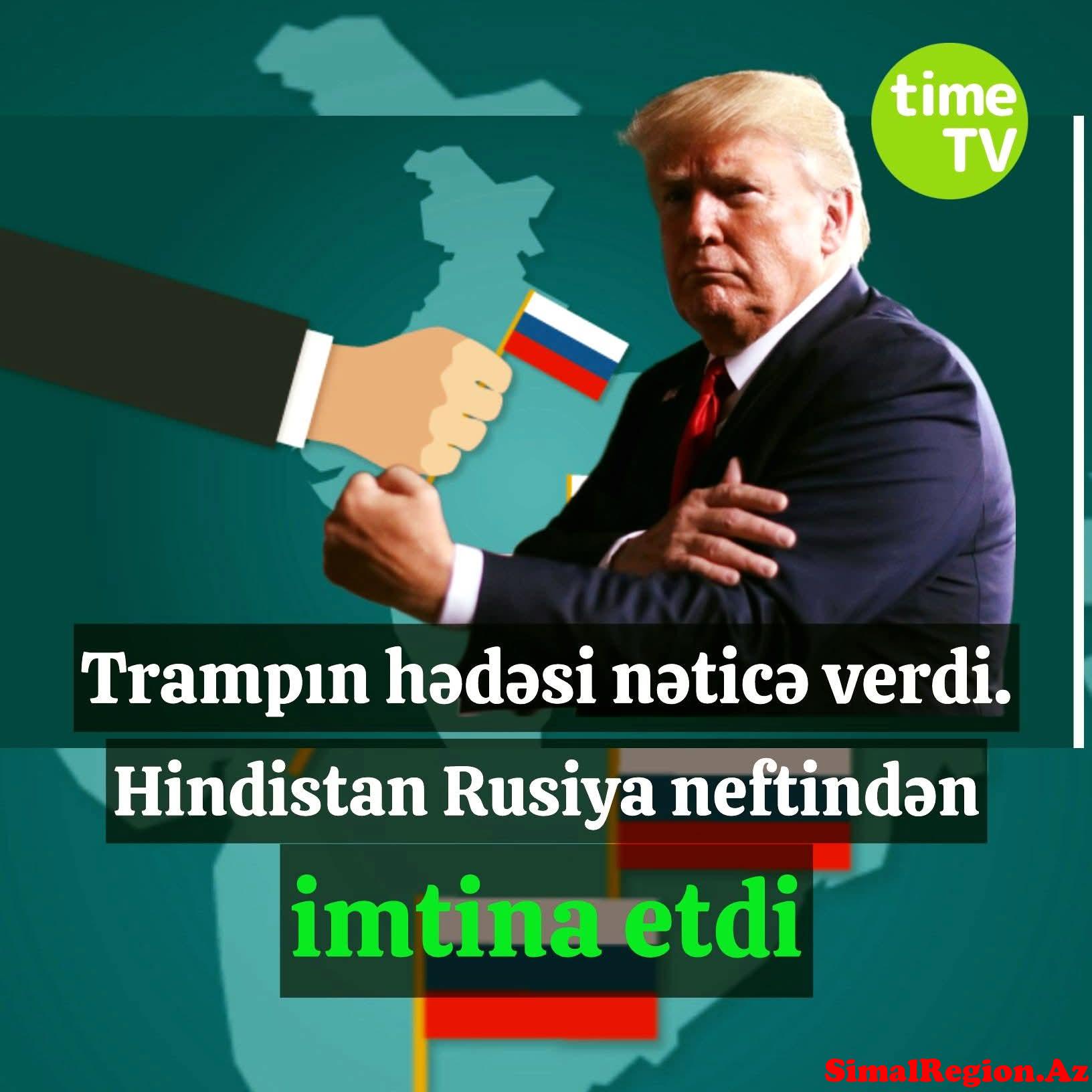 Hindistan Rusiya neftindən imtina etdi