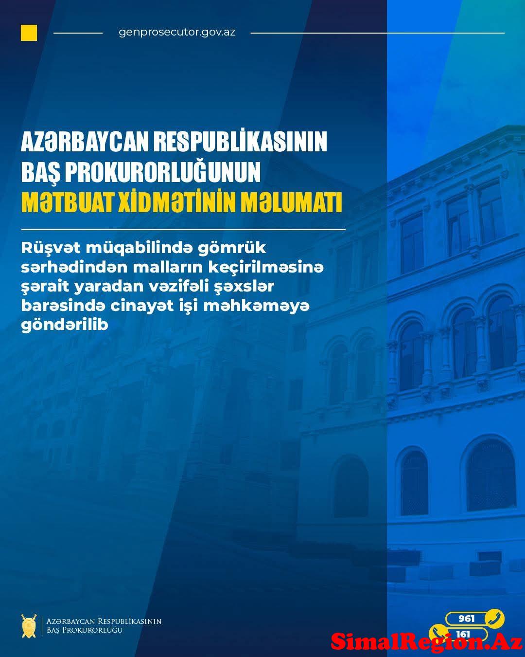 Baş prokurorluğun mətbuat xidmətinin məlumatı